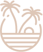 The Oasis Clothing logo is a line art depiction of two palm trees overlooking the water.